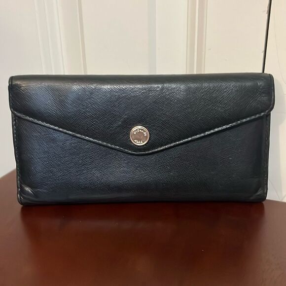 Michael Kors Trifold Black Leather Envelope Card Holder Envelope Wallet Vtg? - Picture 3 of 9
